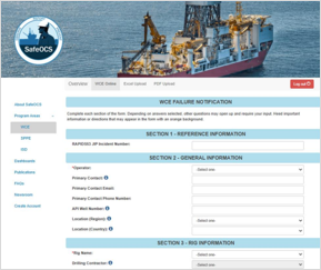 Cover of the WCE failure reporting form